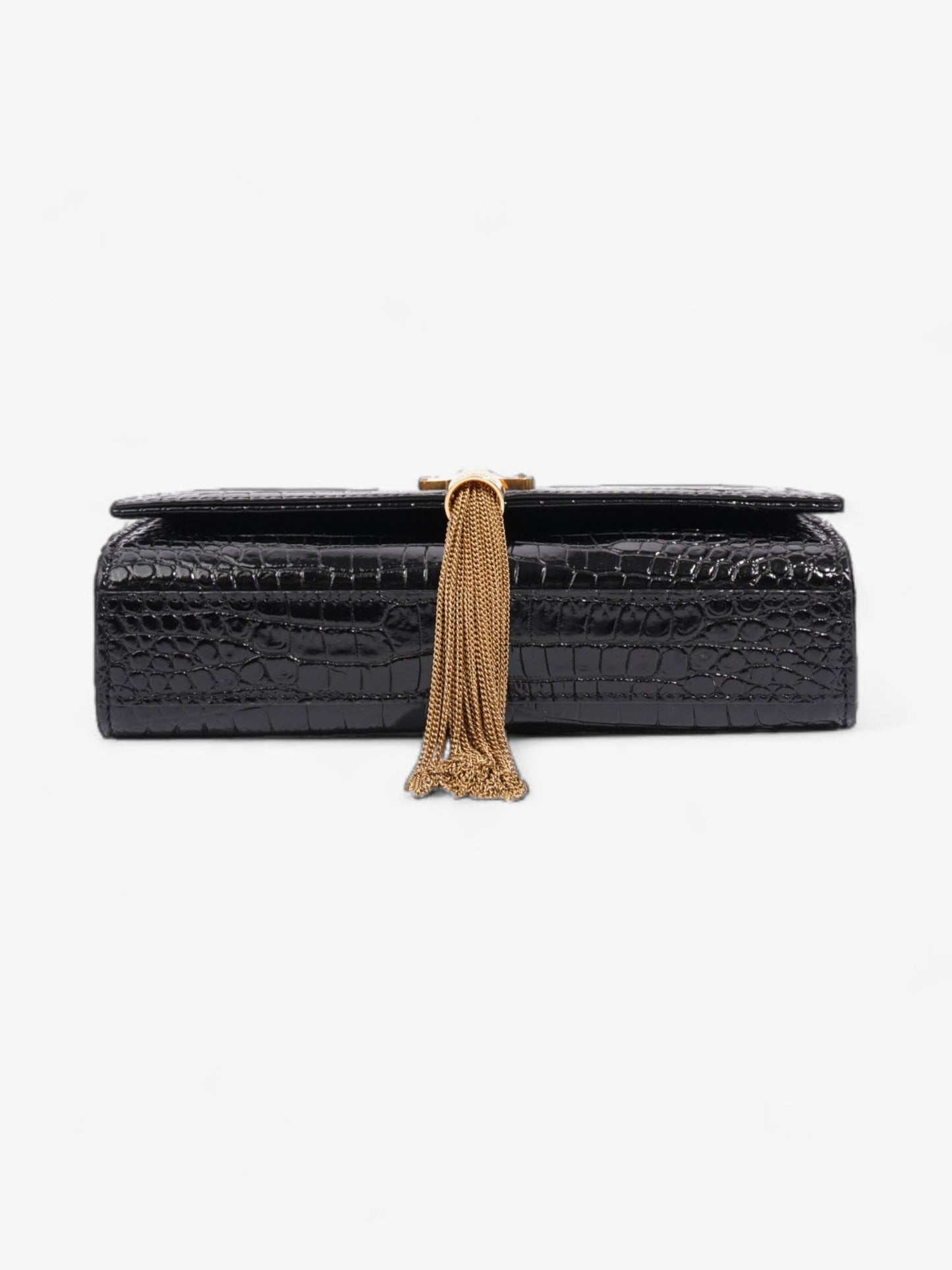 Saint Laurent Kate Tassle Bag Black Embossed Leather Small