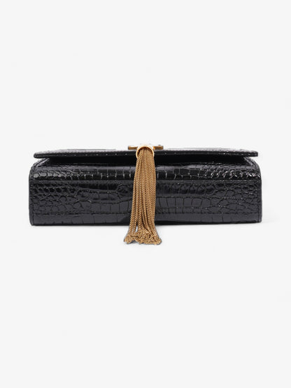Saint Laurent Kate Tassle Bag Black Embossed Leather Small