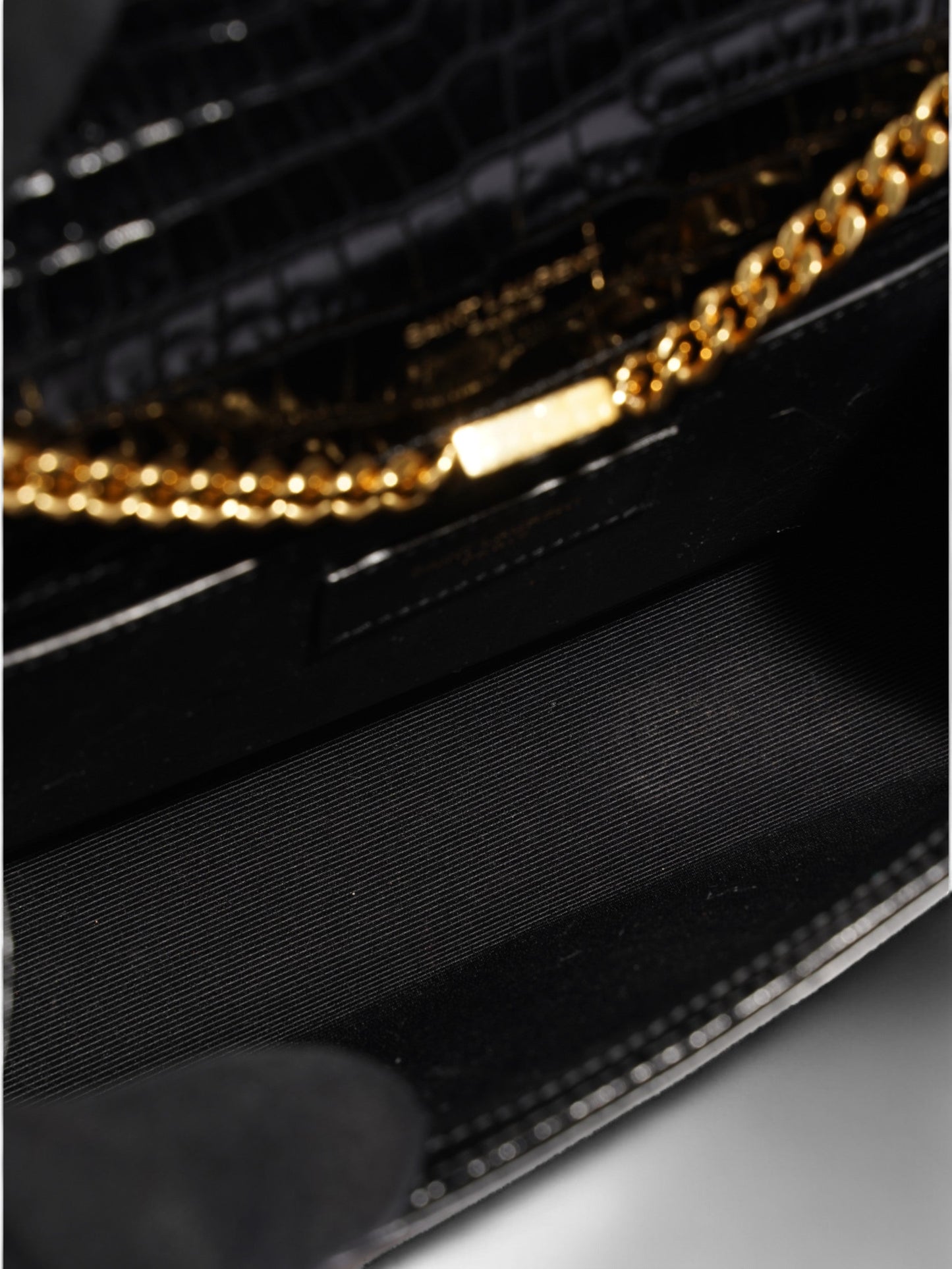 Saint Laurent Kate Tassle Bag Black Embossed Leather Small