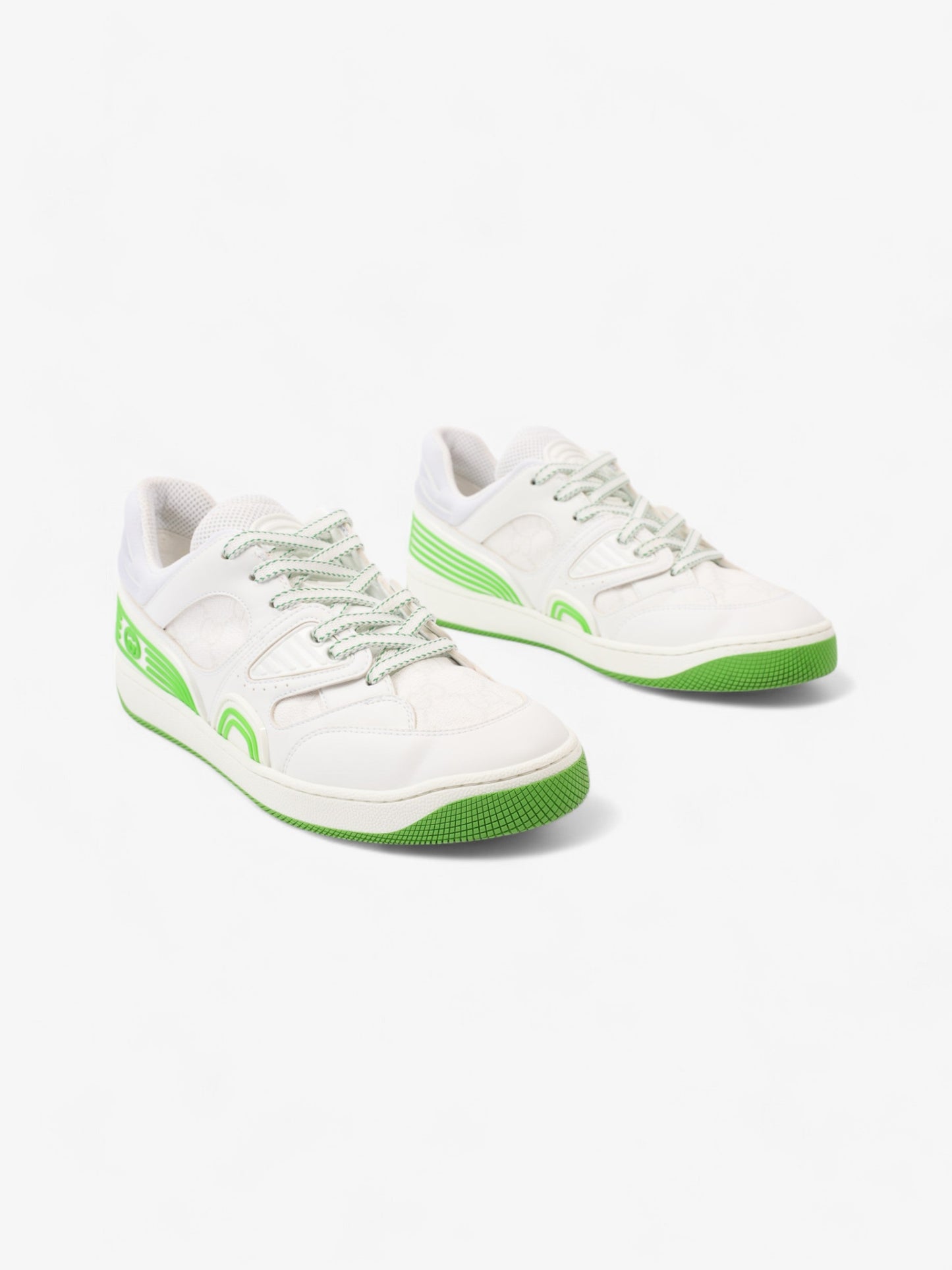 Gucci Basket Sneakers White  / Green Canvas EU 38 UK 5