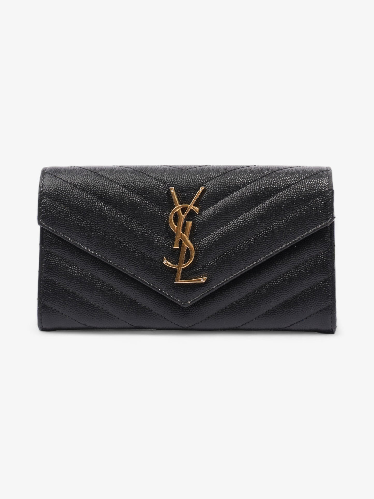 Saint Laurent Envelope Wallet Black Grained Leather