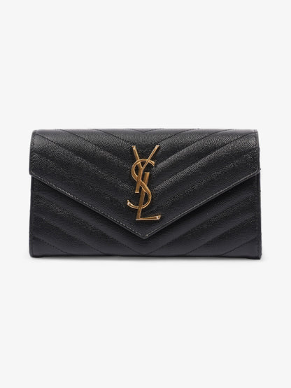 Saint Laurent Envelope Wallet Black Grained Leather
