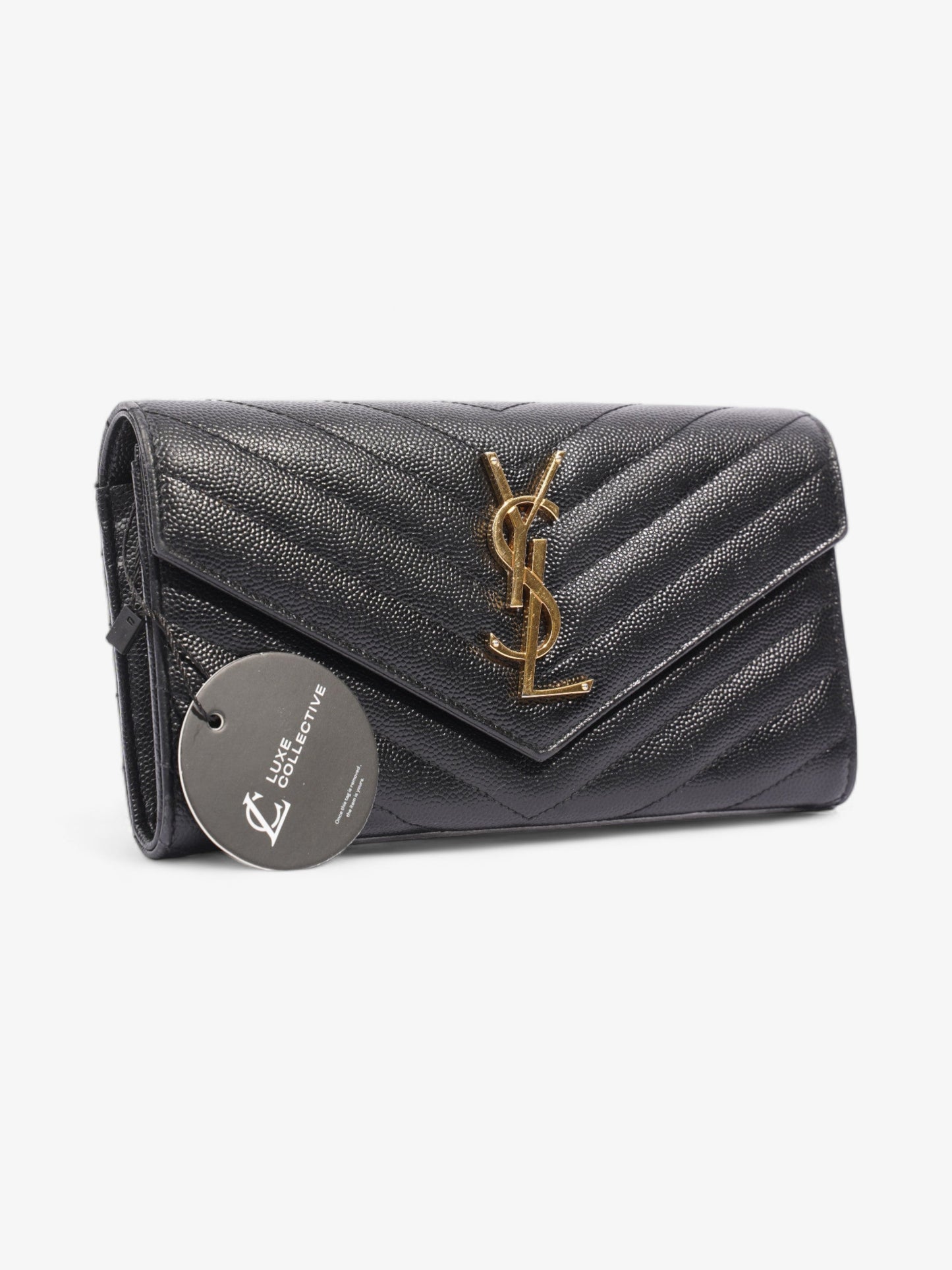 Saint Laurent Envelope Wallet Black Grained Leather