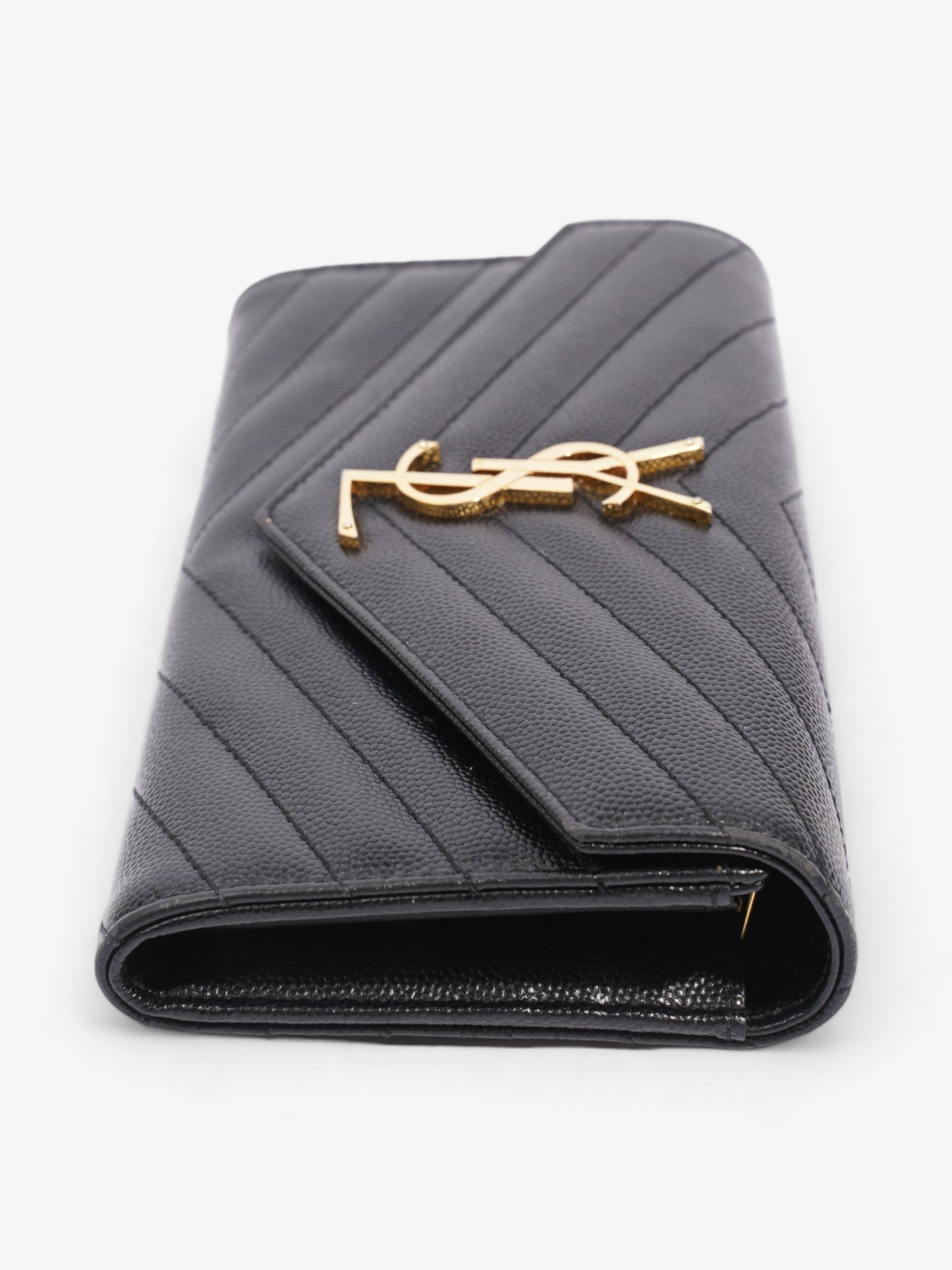 Saint Laurent Envelope Wallet Black Grained Leather