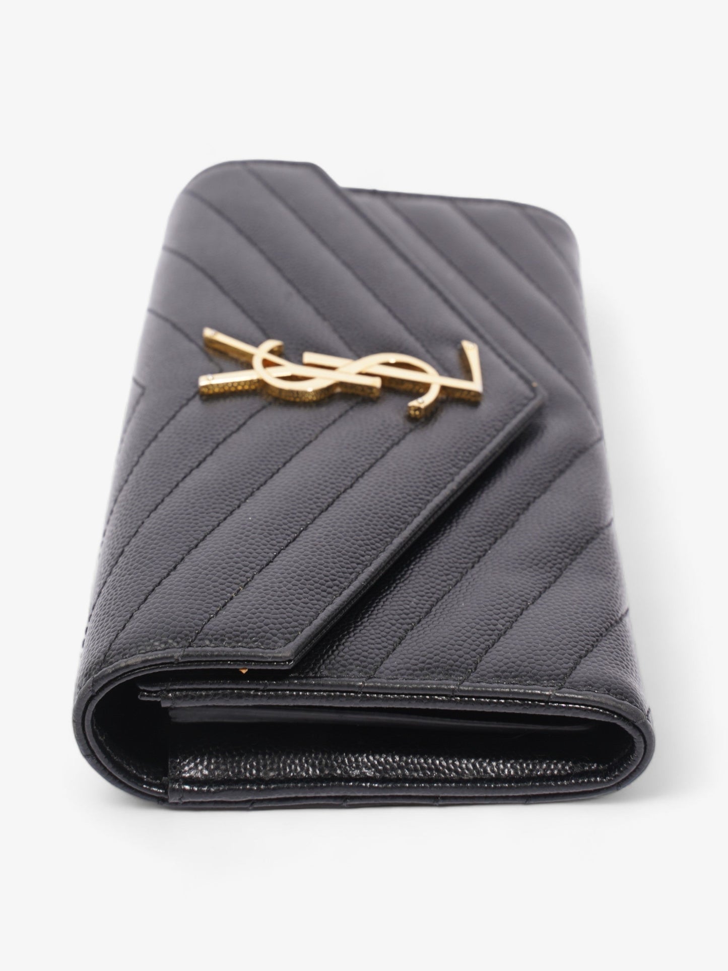 Saint Laurent Envelope Wallet Black Grained Leather