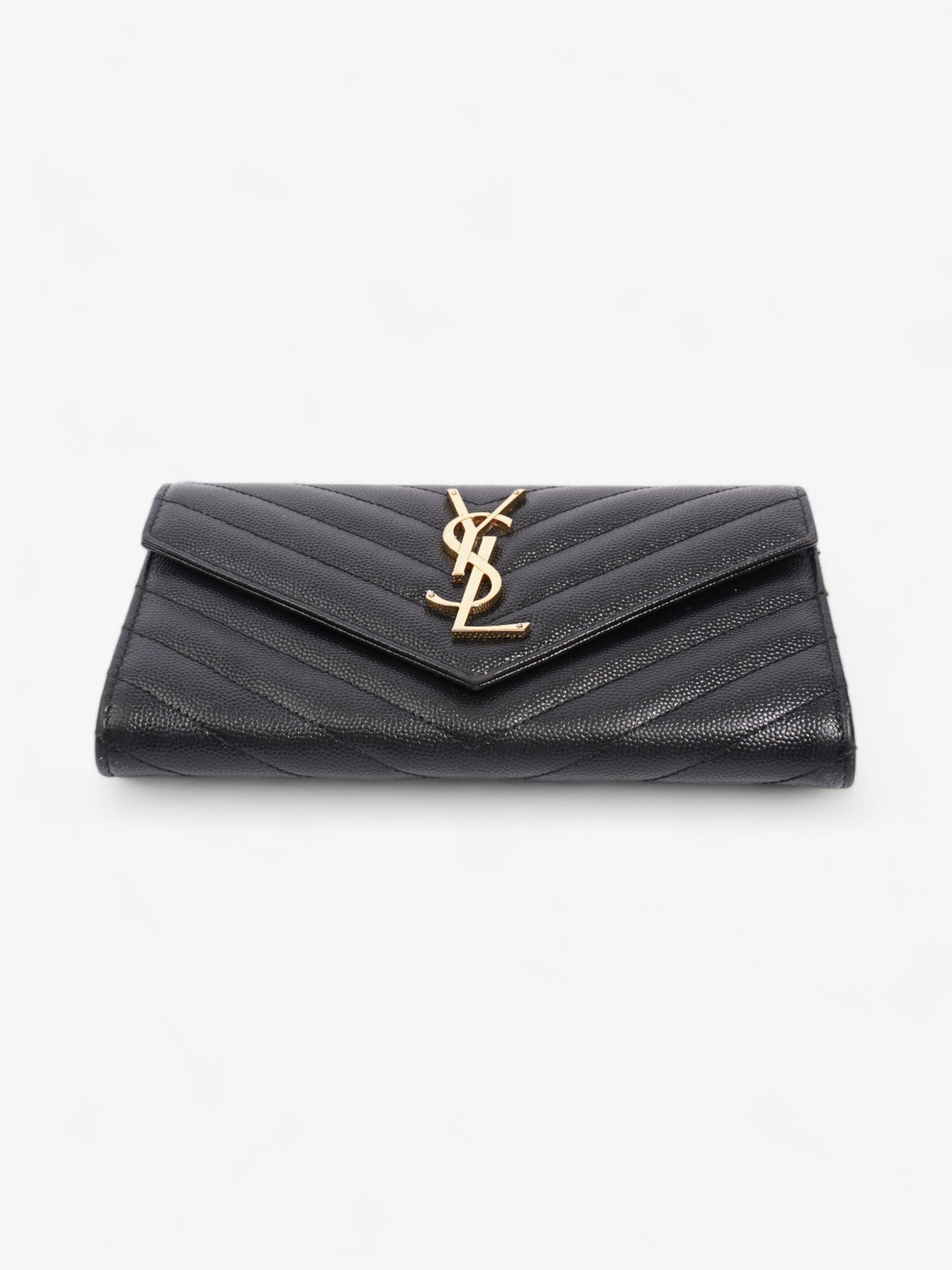 Saint Laurent Envelope Wallet Black Grained Leather