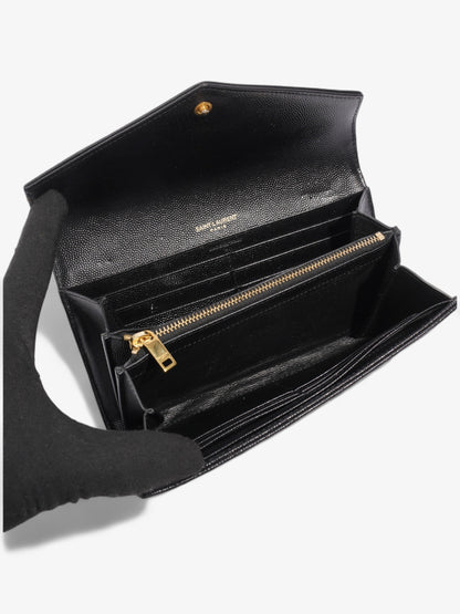 Saint Laurent Envelope Wallet Black Grained Leather