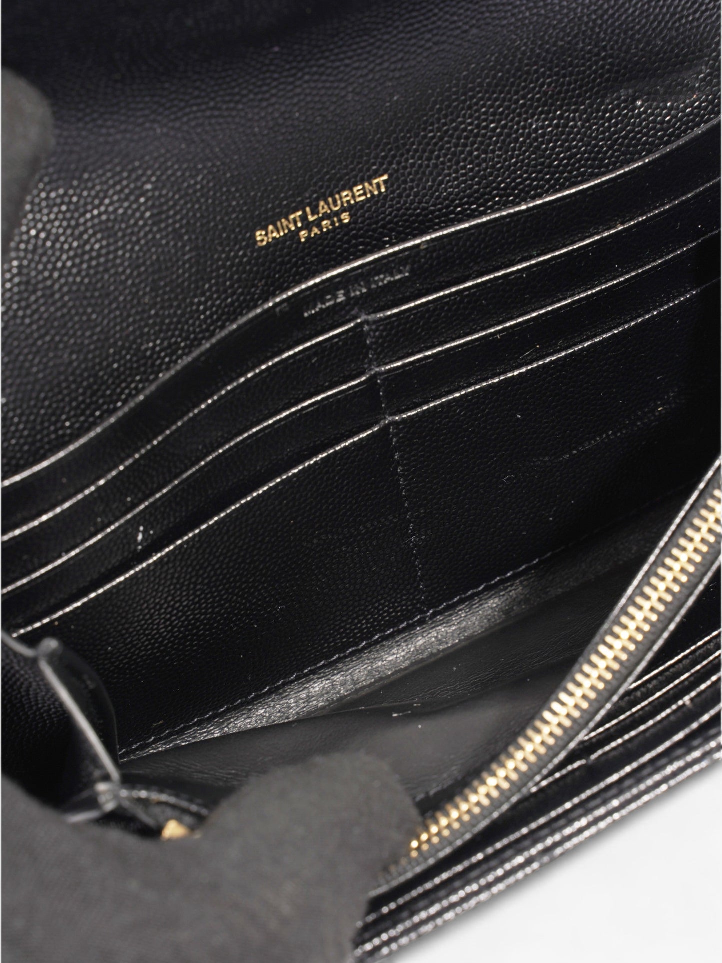 Saint Laurent Envelope Wallet Black Grained Leather