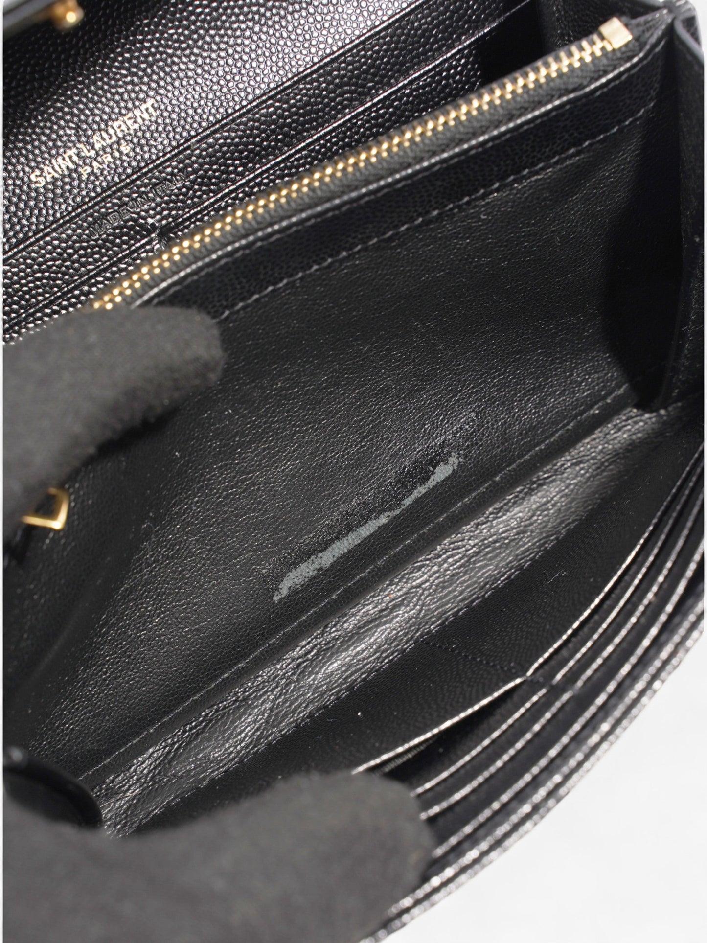 Saint Laurent Envelope Wallet Black Grained Leather