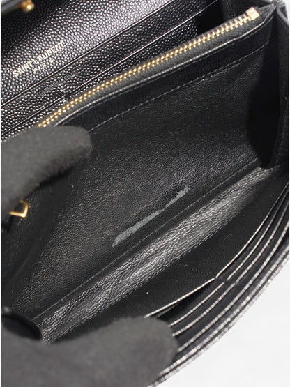 Saint Laurent Envelope Wallet Black Grained Leather
