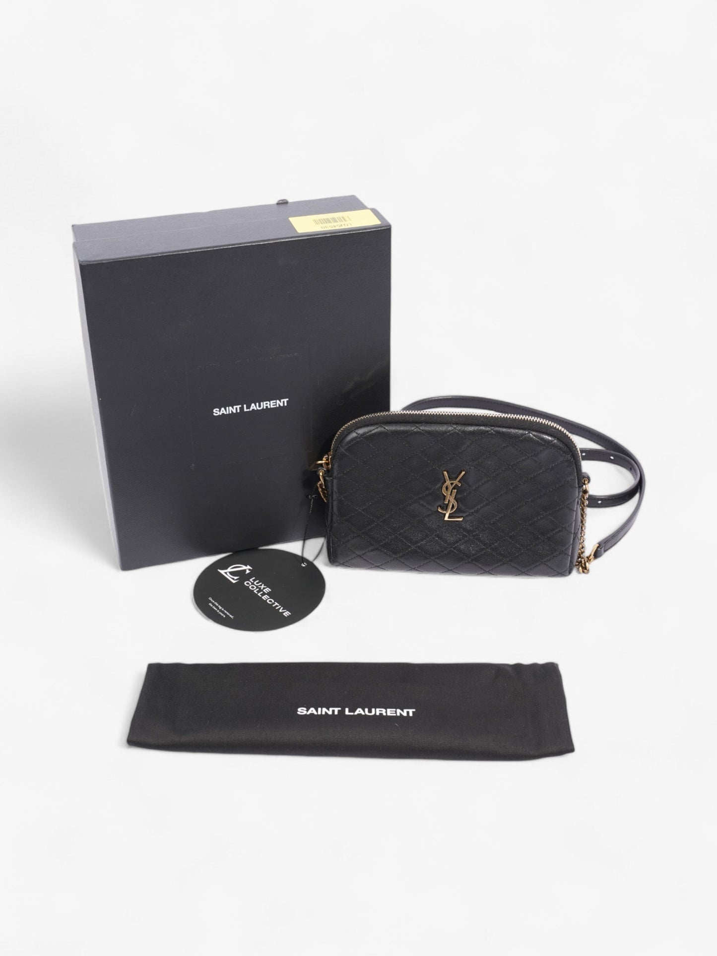 Saint Laurent Gaby Black Matelasse Leather Mini