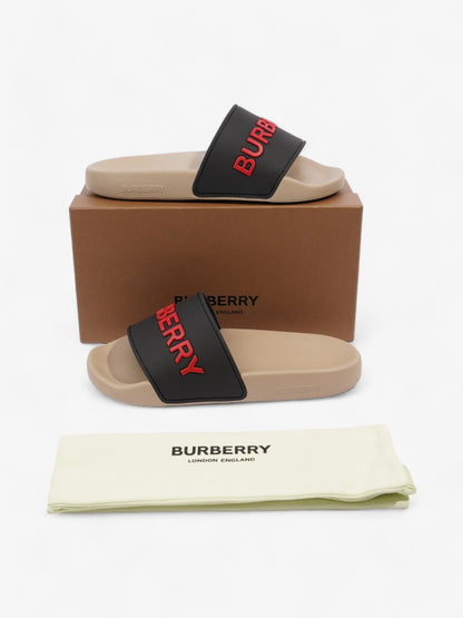 Burberry Logo Slider Black / Red / Beige Rubber EU 37 UK 4