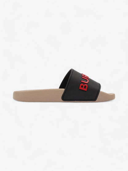 Burberry Logo Slider Black / Red / Beige Rubber EU 37 UK 4