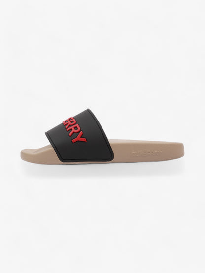 Burberry Logo Slider Black / Red / Beige Rubber EU 37 UK 4