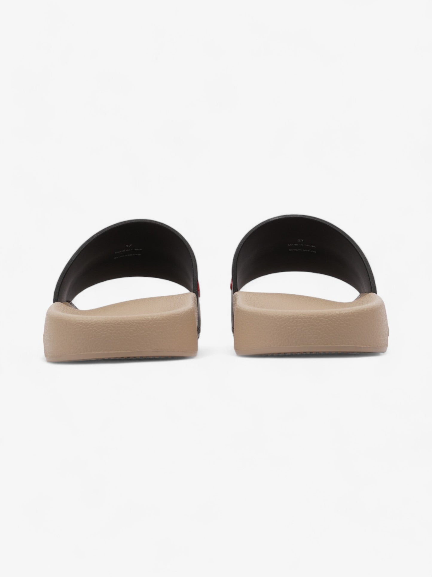 Burberry Logo Slider Black / Red / Beige Rubber EU 37 UK 4