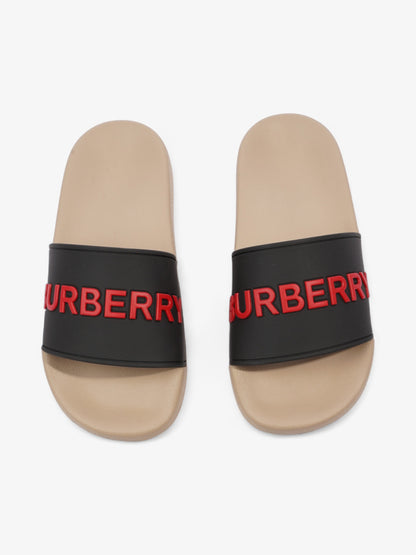 Burberry Logo Slider Black / Red / Beige Rubber EU 37 UK 4
