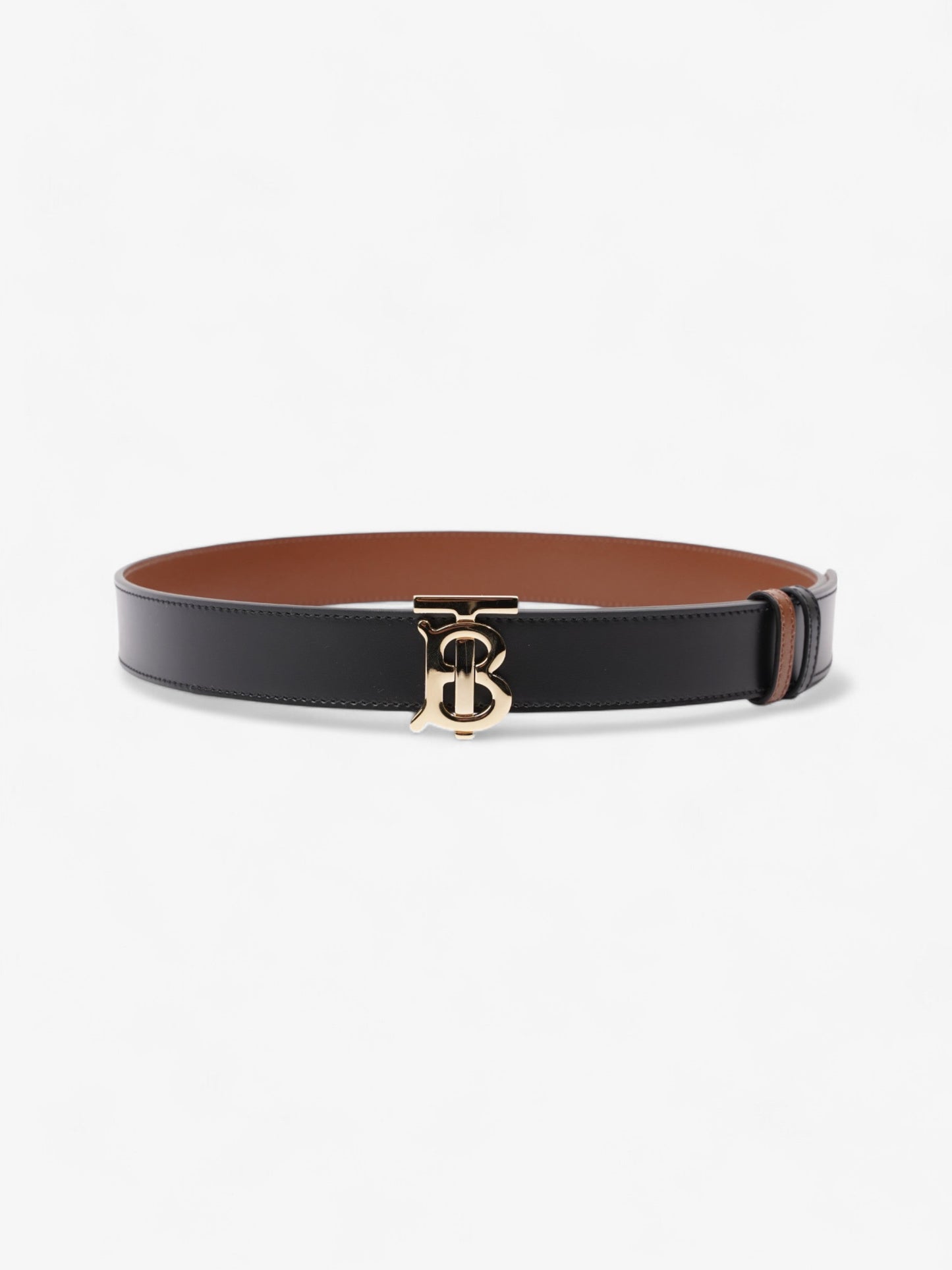 Burberry TB Reversible Belt Black / Tan / Gold Leather Small - 106cm