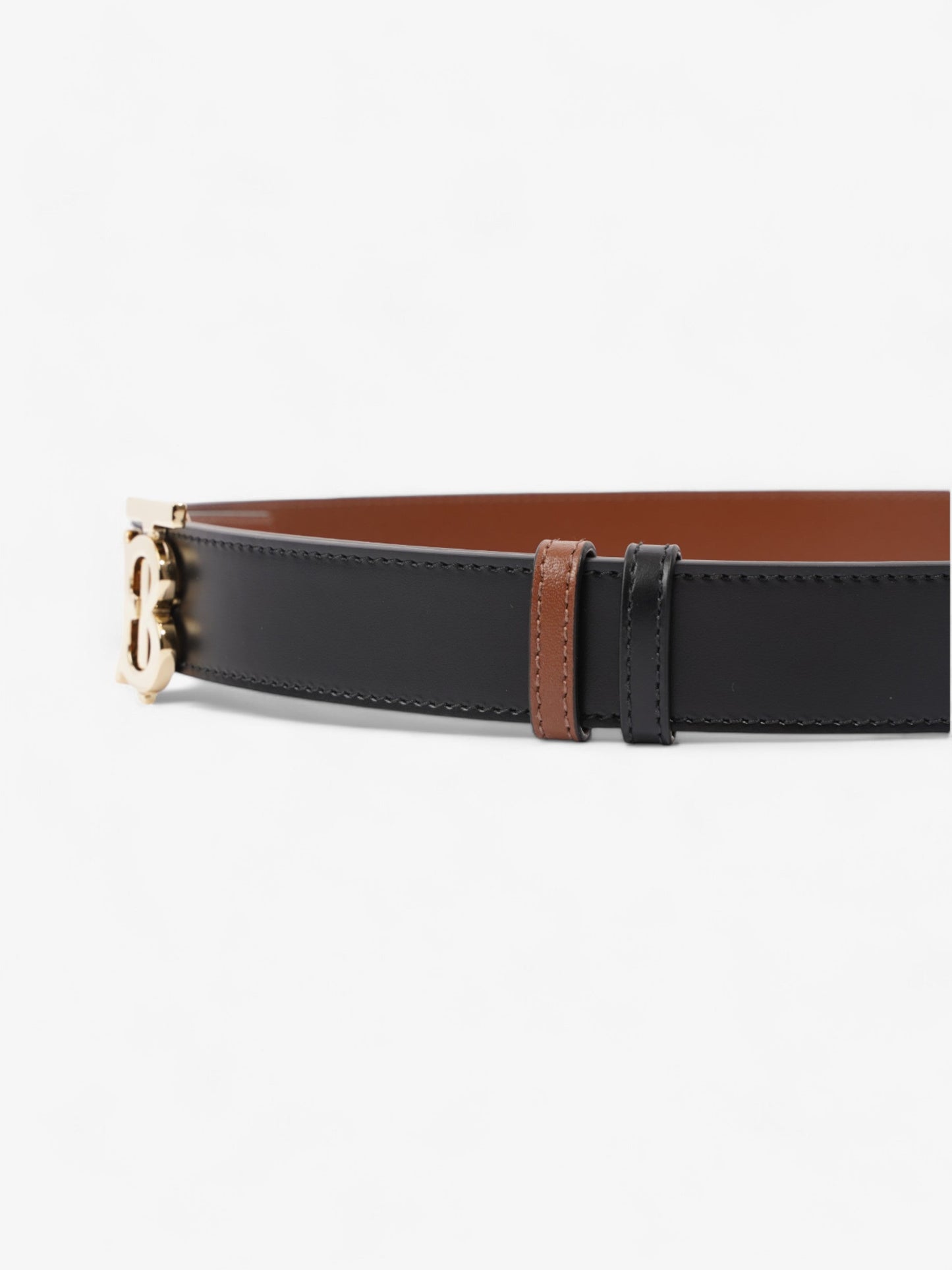Burberry TB Reversible Belt Black / Tan / Gold Leather Small - 106cm