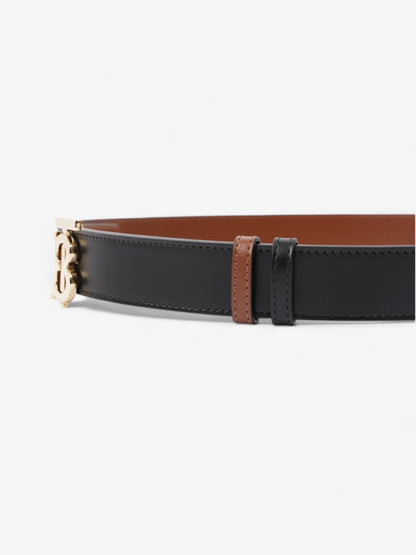 Burberry TB Reversible Belt Black / Tan / Gold Leather Small - 106cm