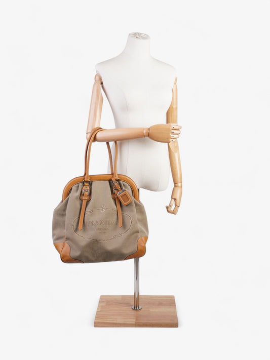 Prada Logo Tote Beige Canvas