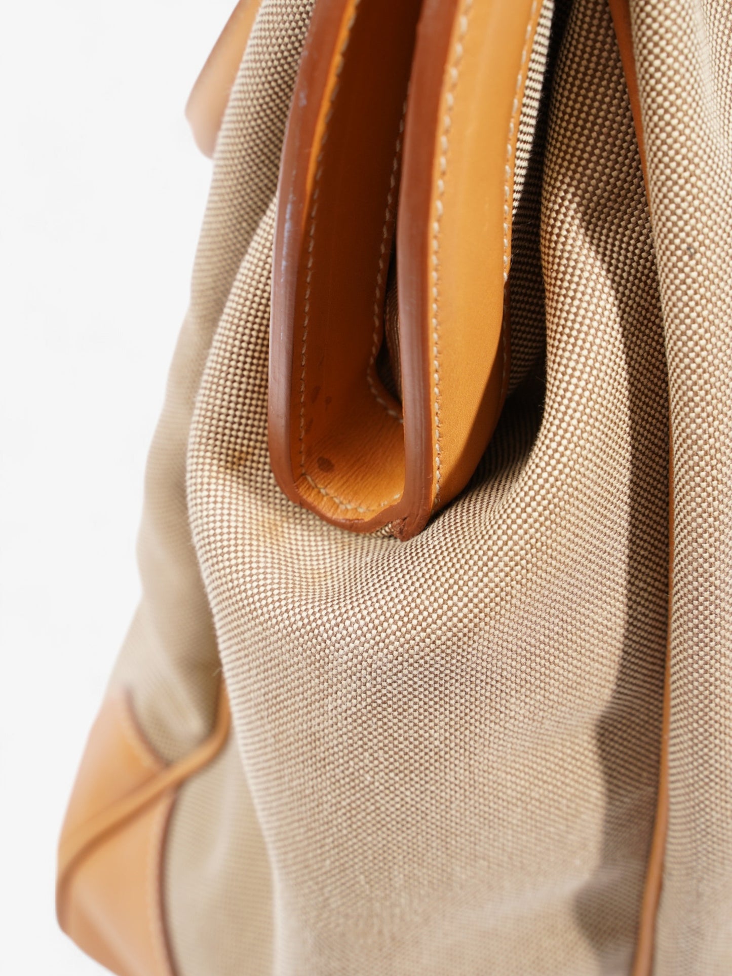 Prada Logo Tote Beige Canvas