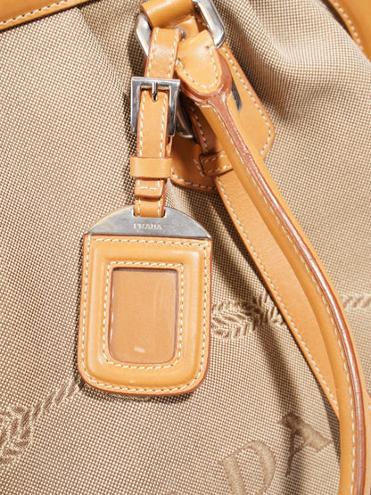 Prada Logo Tote Beige Canvas