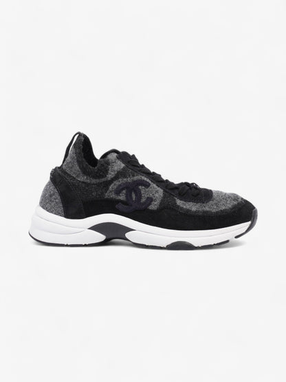 Chanel CC Logo Sneakers Grey / Black Wool EU 37 UK 4