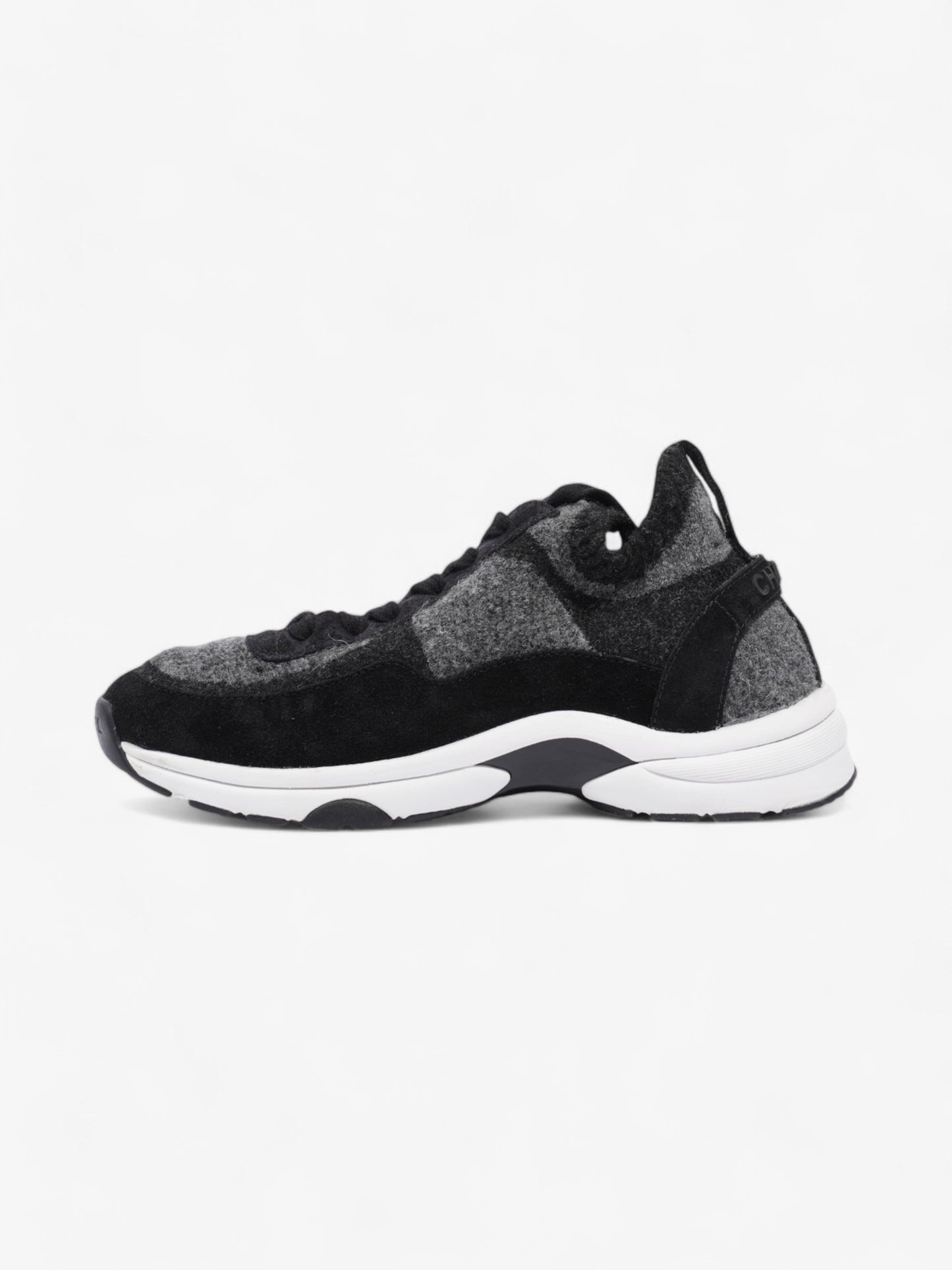 Chanel CC Logo Sneakers Grey / Black Wool EU 37 UK 4