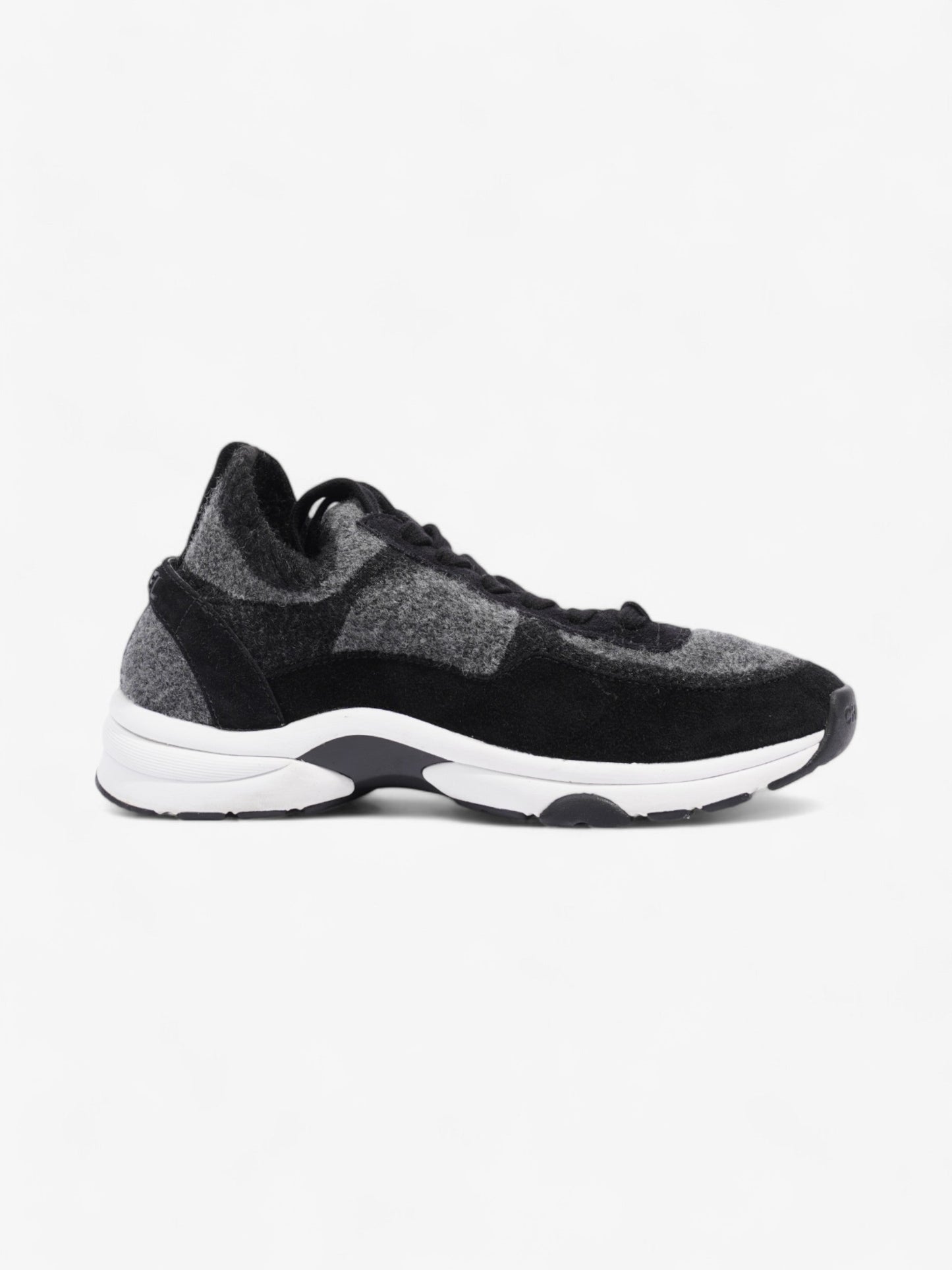 Chanel CC Logo Sneakers Grey / Black Wool EU 37 UK 4