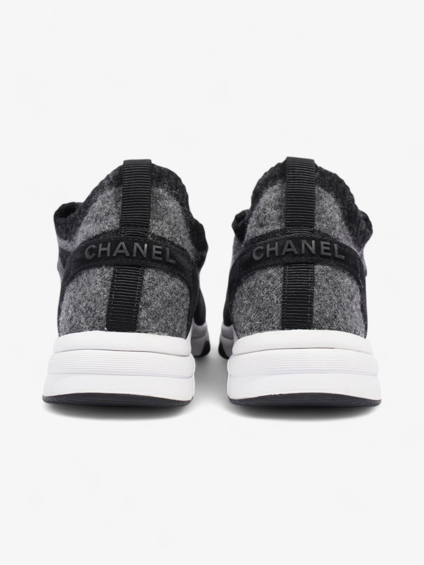 Chanel CC Logo Sneakers Grey / Black Wool EU 37 UK 4