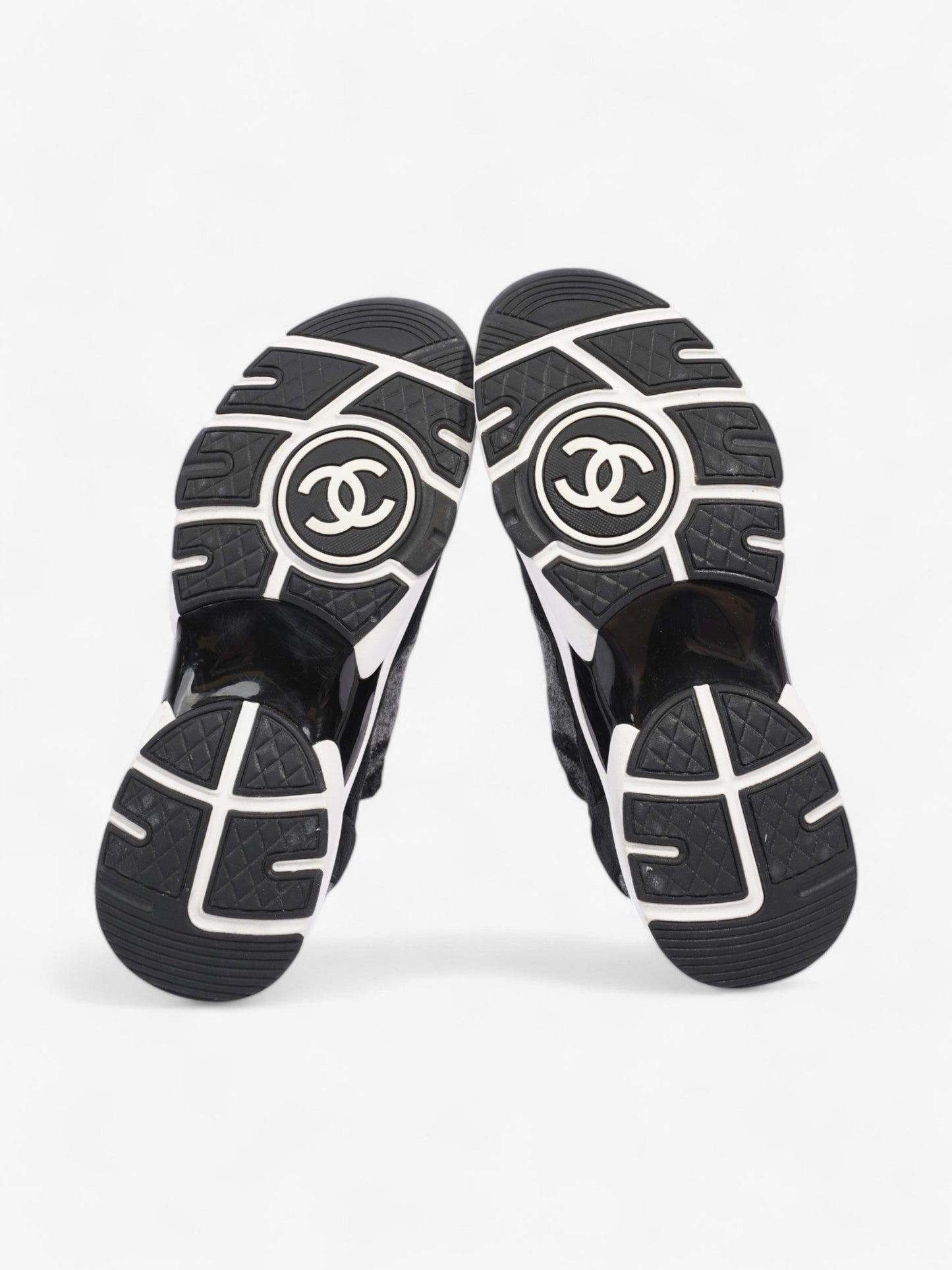 Chanel CC Logo Sneakers Grey / Black Wool EU 37 UK 4