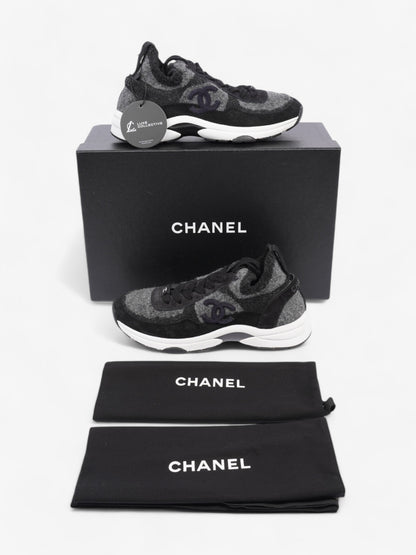 Chanel CC Logo Sneakers Grey / Black Wool EU 37 UK 4