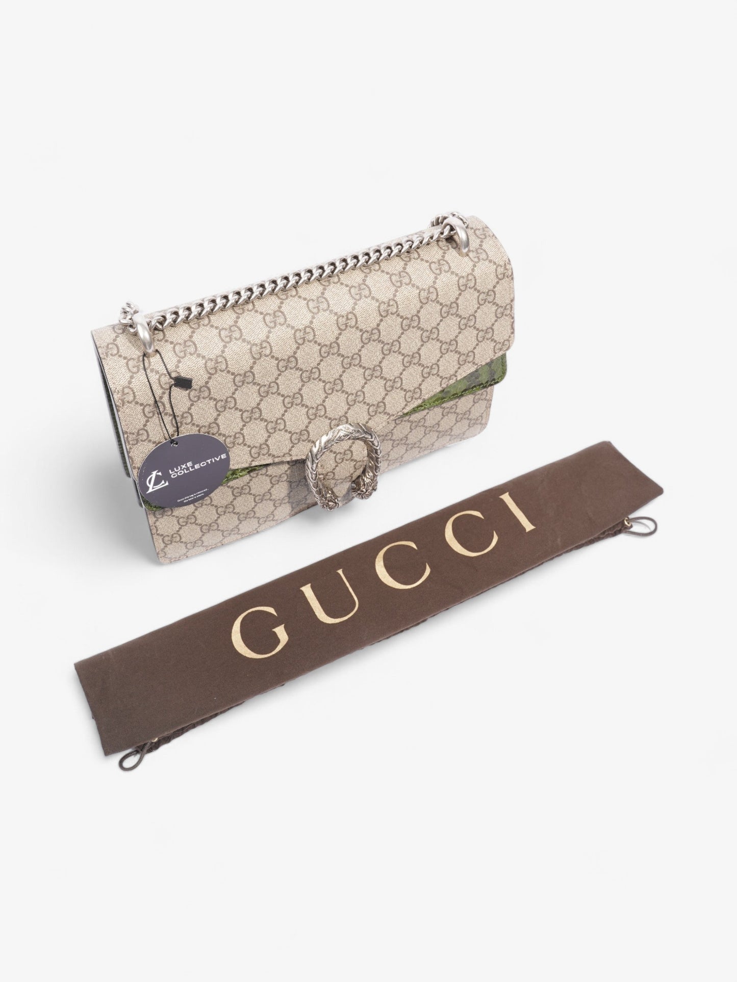 Gucci Dionysus Supreme / Green Python Coated Canvas Medium