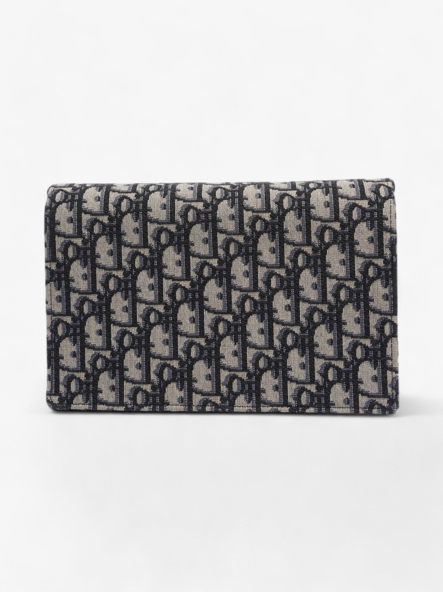 Christian Dior Saddle Pouch with Chain Blue Oblique Cotton Medium