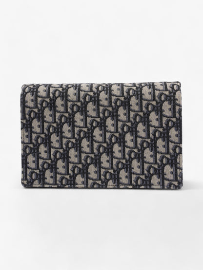 Christian Dior Saddle Pouch with Chain Blue Oblique Cotton Medium