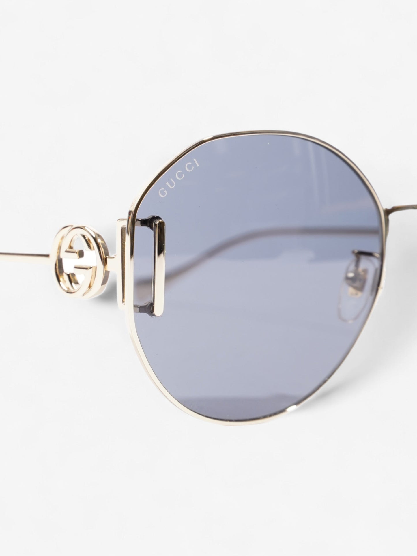 Gucci Interlocking G Sunglasses Gold / Black Acetate 140mm