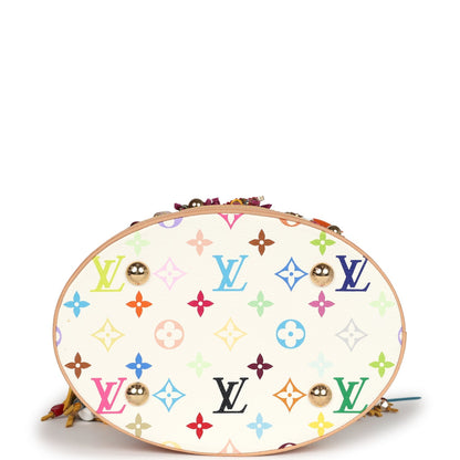 Louis Vuitton Vintage White Multicolor Fringe Bucket Bag