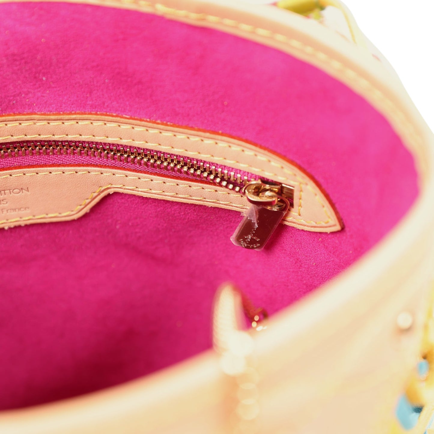 Louis Vuitton Vintage White Multicolor Fringe Bucket Bag