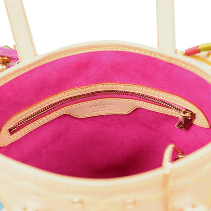 Louis Vuitton Vintage White Multicolor Fringe Bucket Bag