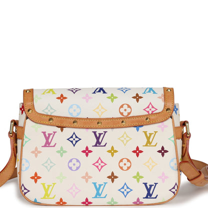Louis Vuitton Vintage Sologne White Multicolor Canvas Gold Hardware