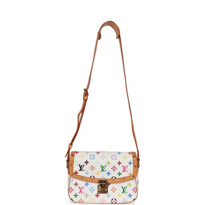 Louis Vuitton Vintage Sologne White Multicolor Canvas Gold Hardware