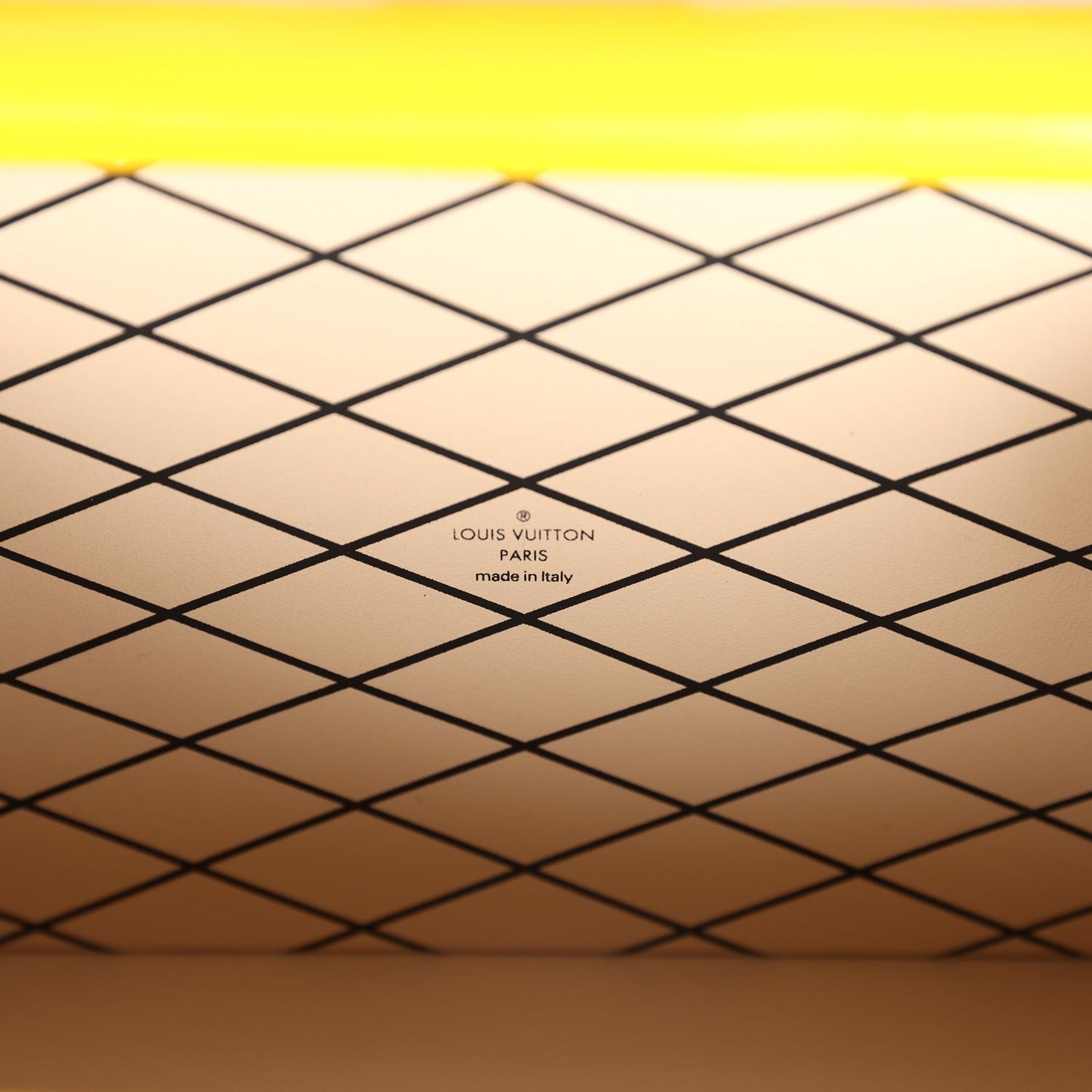 Louis Vuitton Petite Malle Handbag Light Blue & Yellow Glossy Calfskin Silver Hardware
