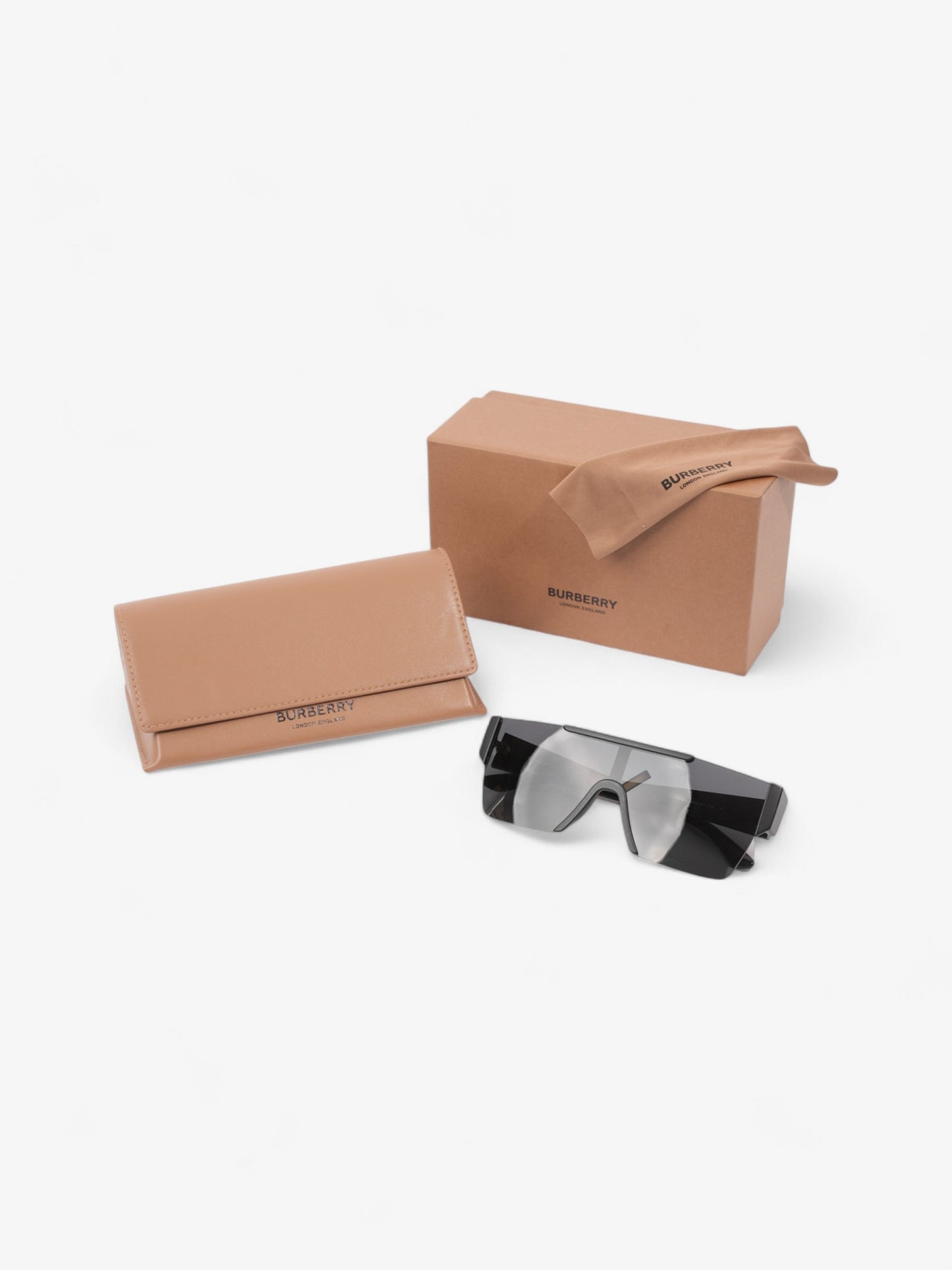 Burberry Shield-Frame Sunglasses Black Acetate 140mm