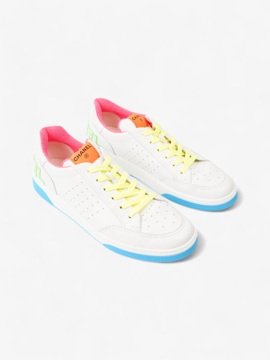 Chanel Logo Sneakers White  / Green / Blue Leather EU 46 UK 12