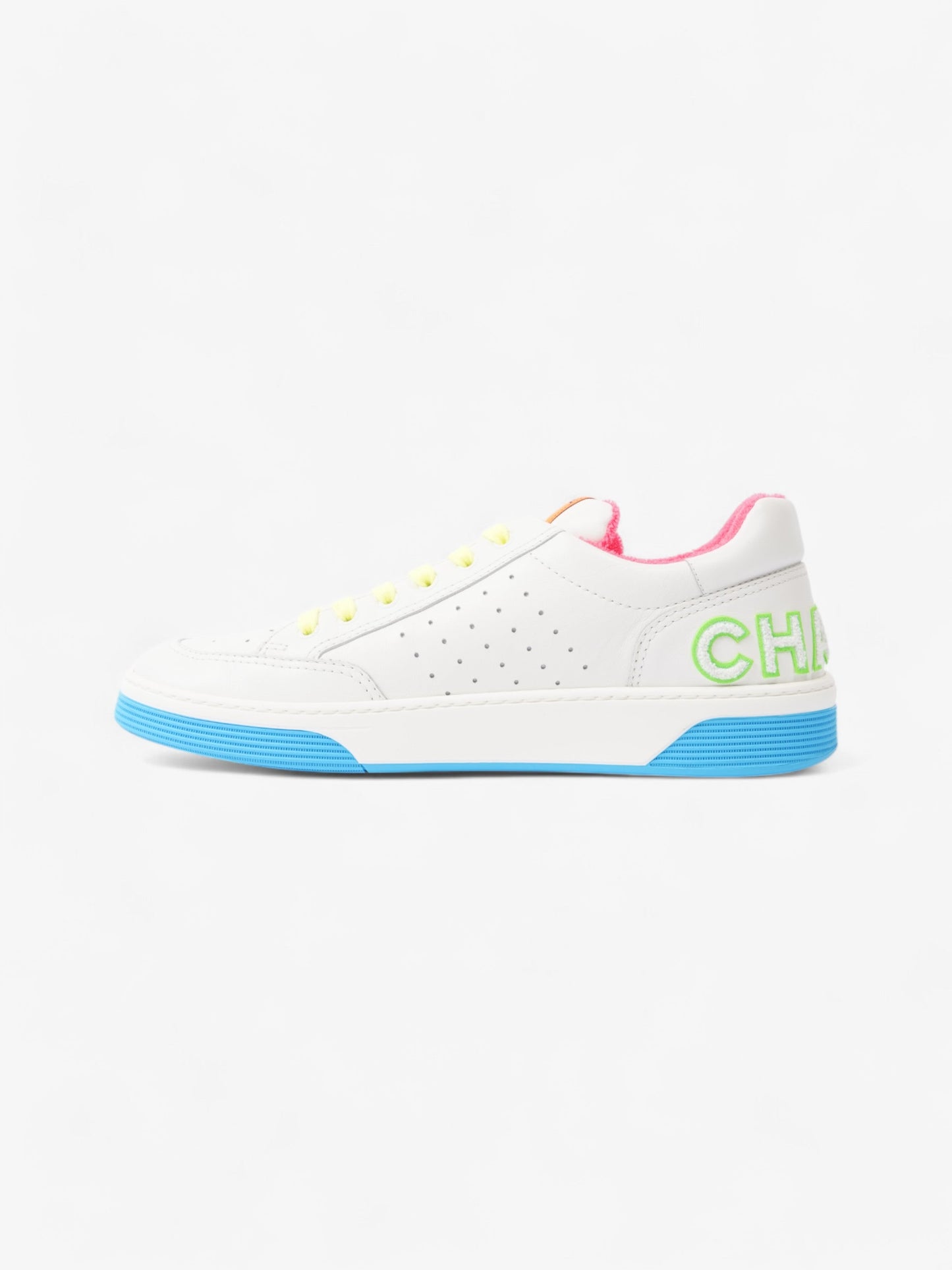 Chanel Logo Sneakers White  / Green / Blue Leather EU 46 UK 12