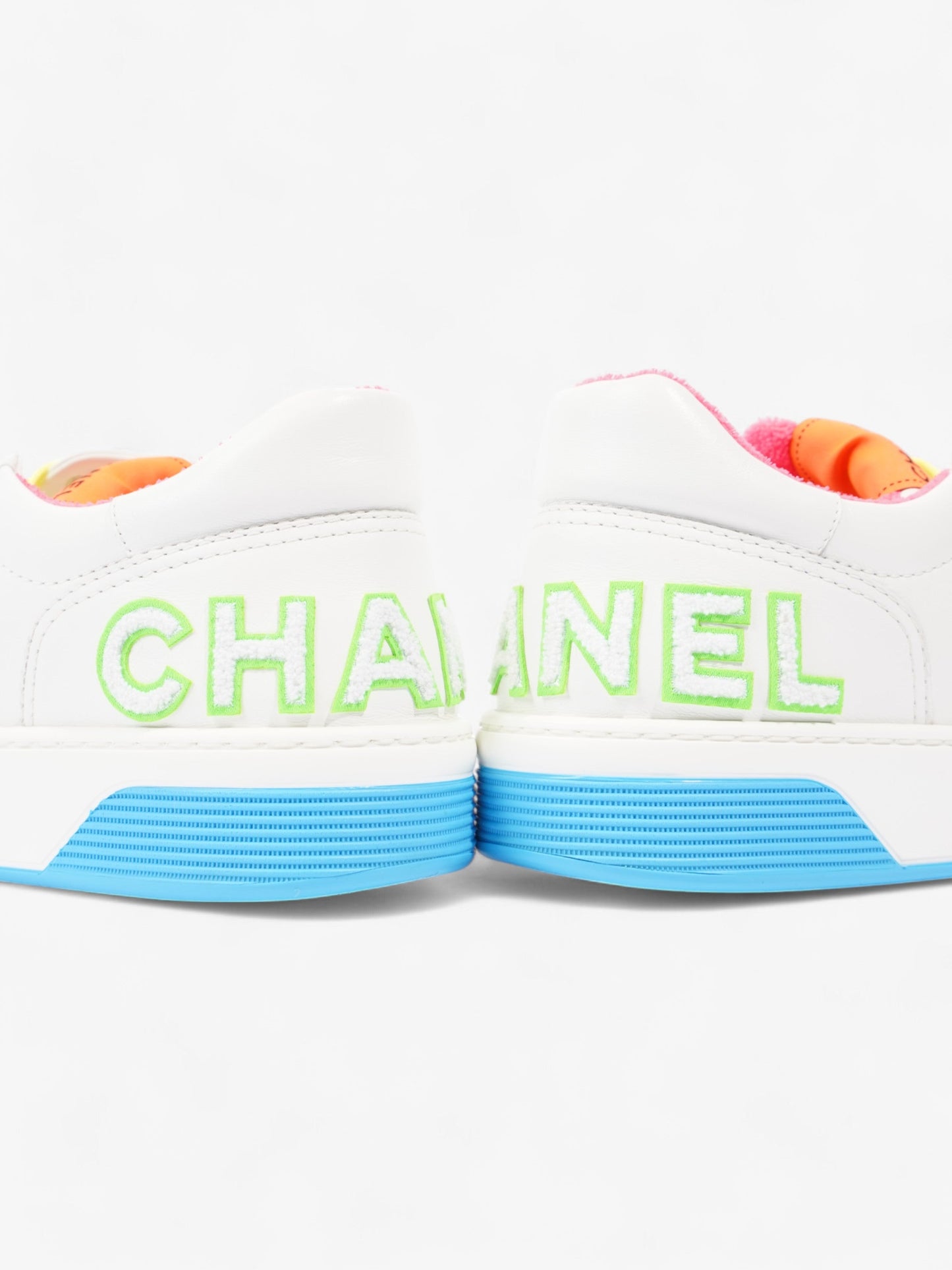 Chanel Logo Sneakers White  / Green / Blue Leather EU 46 UK 12