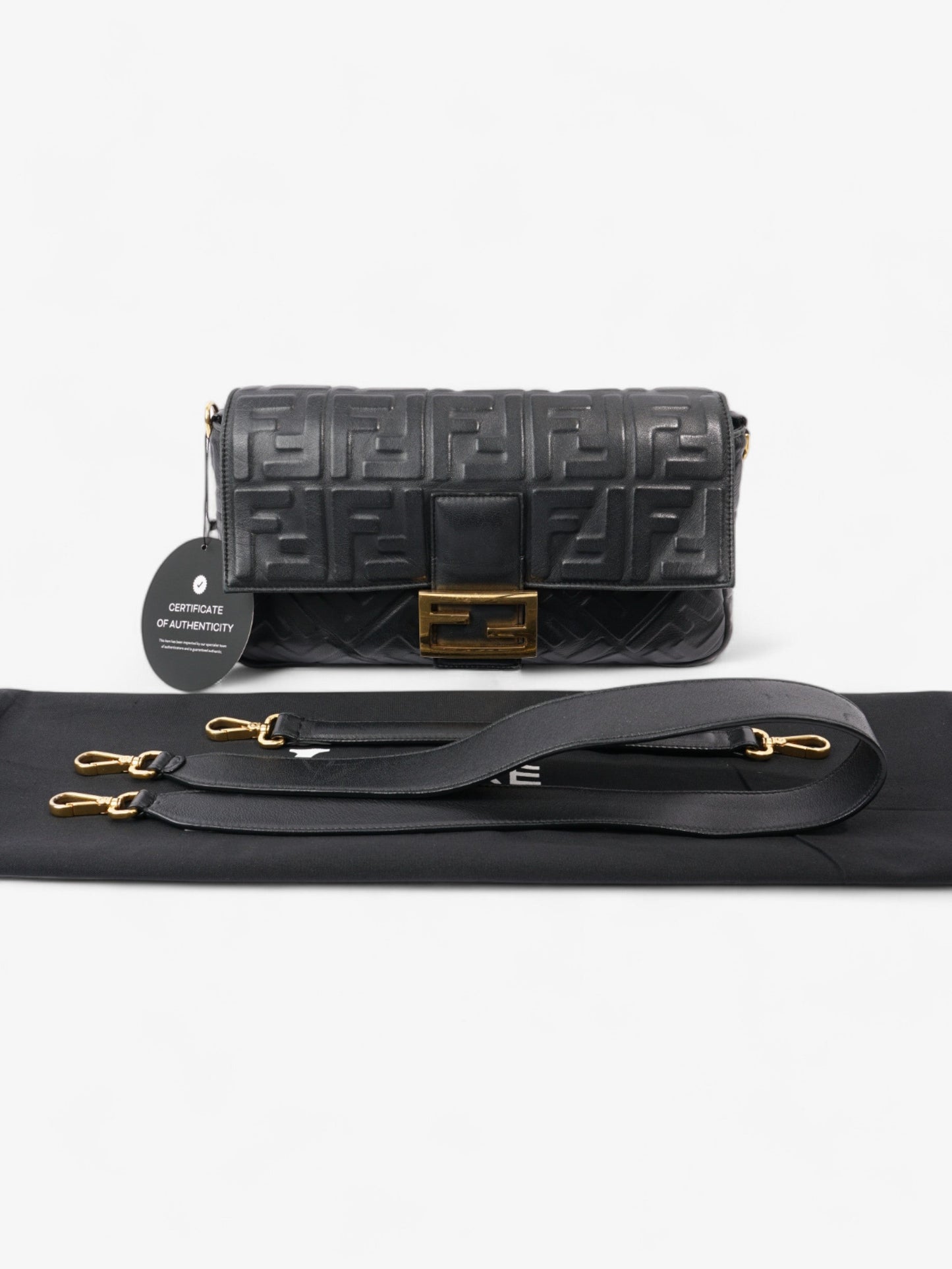 Fendi Baguette Black Lambskin Leather Large