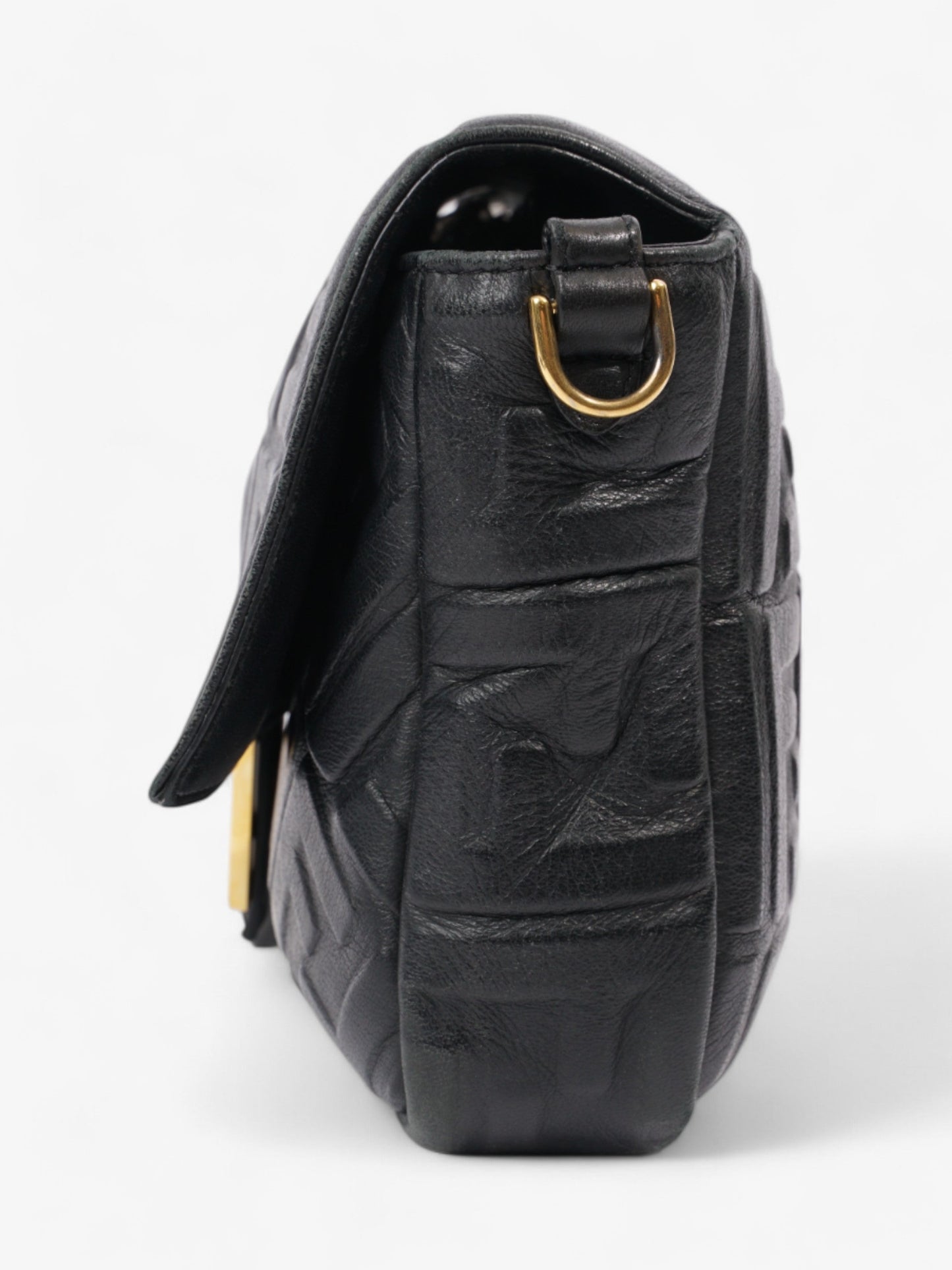 Fendi Baguette Black Lambskin Leather Large