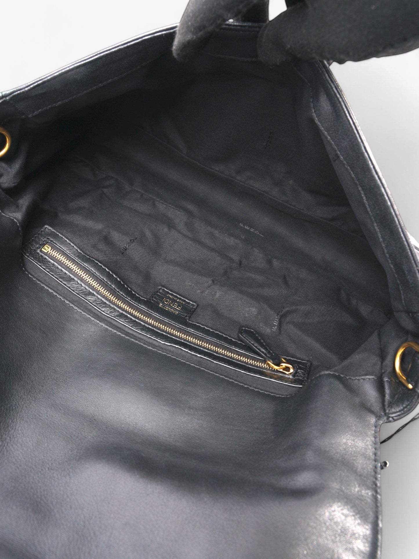 Fendi Baguette Black Lambskin Leather Large
