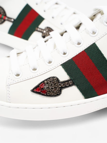 Gucci Ace Embroidered Sneakers  White  / Green / Red Leather EU 38.5 UK 5.5
